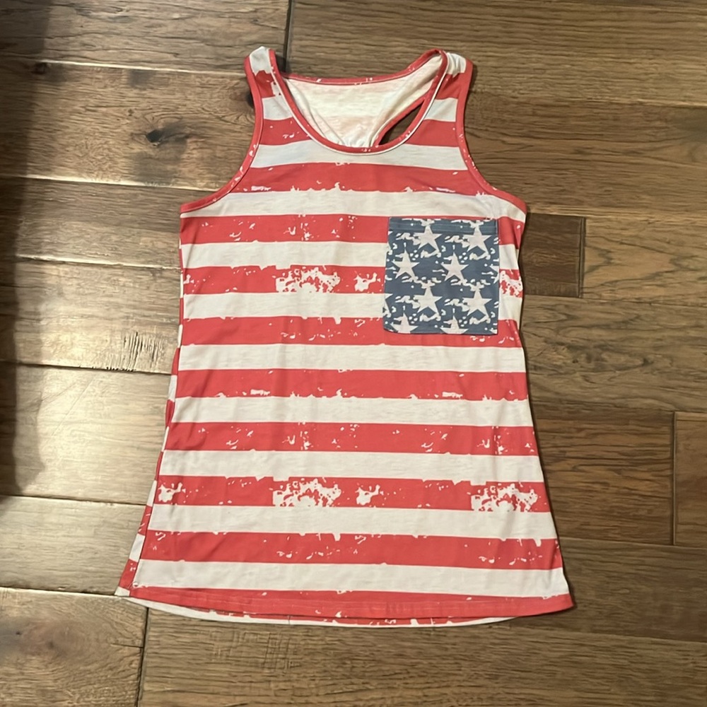 Women's American Flag Racerback Tank - Picture 9 of 10